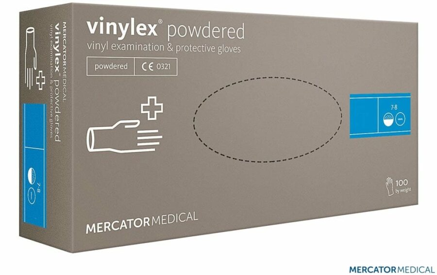 Jednorázové diagnostické Vinylové rukavice 100ks MERCATOR Vinylex® púdrované