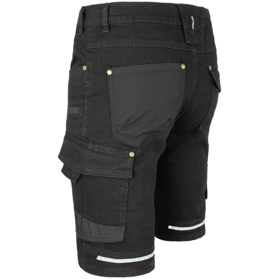 Pracovné rifľové kraťasy strečové JEANS STRETCH BLACK