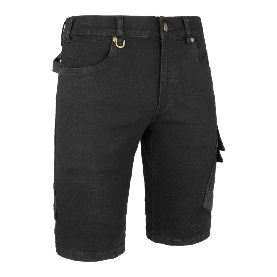 Pracovné rifľové kraťasy strečové JEANS STRETCH BLACK