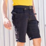Pracovné rifľové kraťasy strečové JEANS STRETCH BLACK
