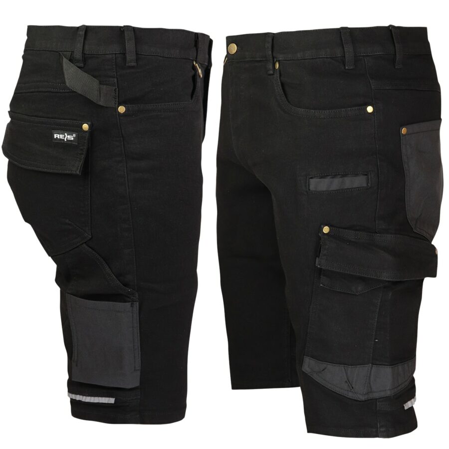 Pracovné rifľové kraťasy strečové JEANS STRETCH BLACK