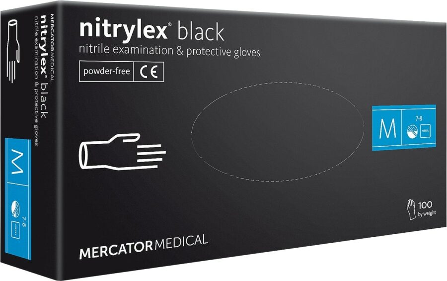 Jednorázové nitrylové rukavice 100ks MERCATOR Nitrylex® BLACK nepúdrované