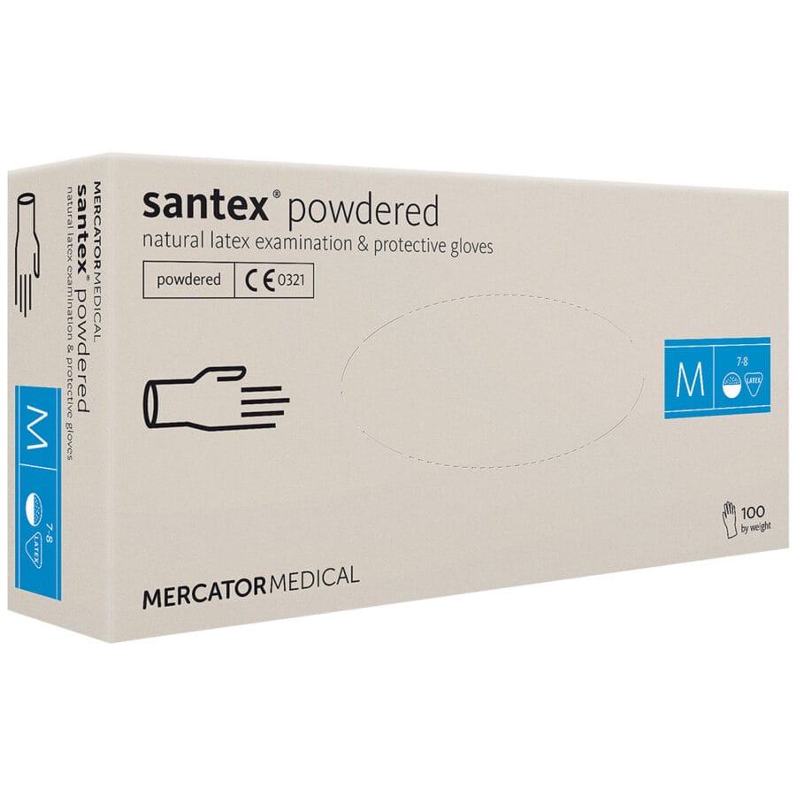 Diagnostické latexové rukavice 100ks MERCATOR Santex® púdrované