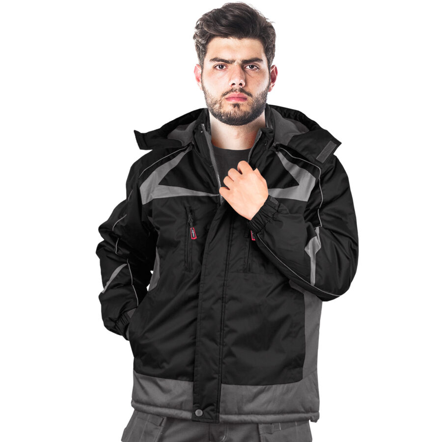Zimná pracovná bunda s kapucňou ZEALAND BLACK