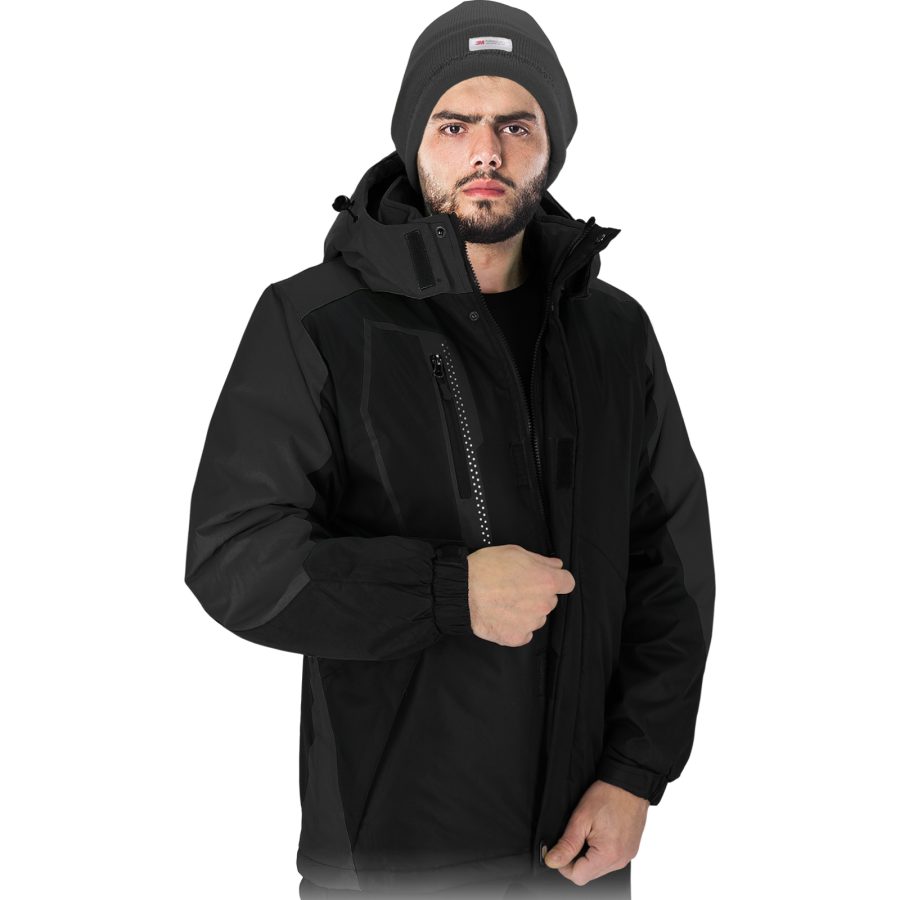 Zimná pracovná bunda s kapucňou HOLM BLACK