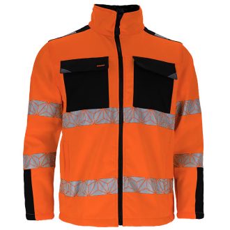 Reflexná softshellová pracovná bunda PRIZMAT ORANGE