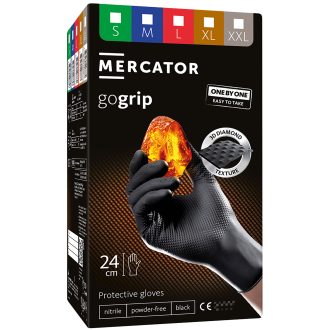 Jednorázové nitrilové rukavice 100ks MERCATOR® GoGrip BLACK OBO nepúdrované